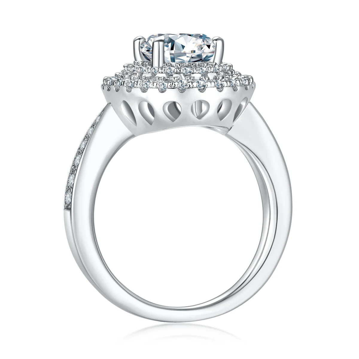 Oval Halo Lab-Grown Diamond Ring — 2 ct — product view 2