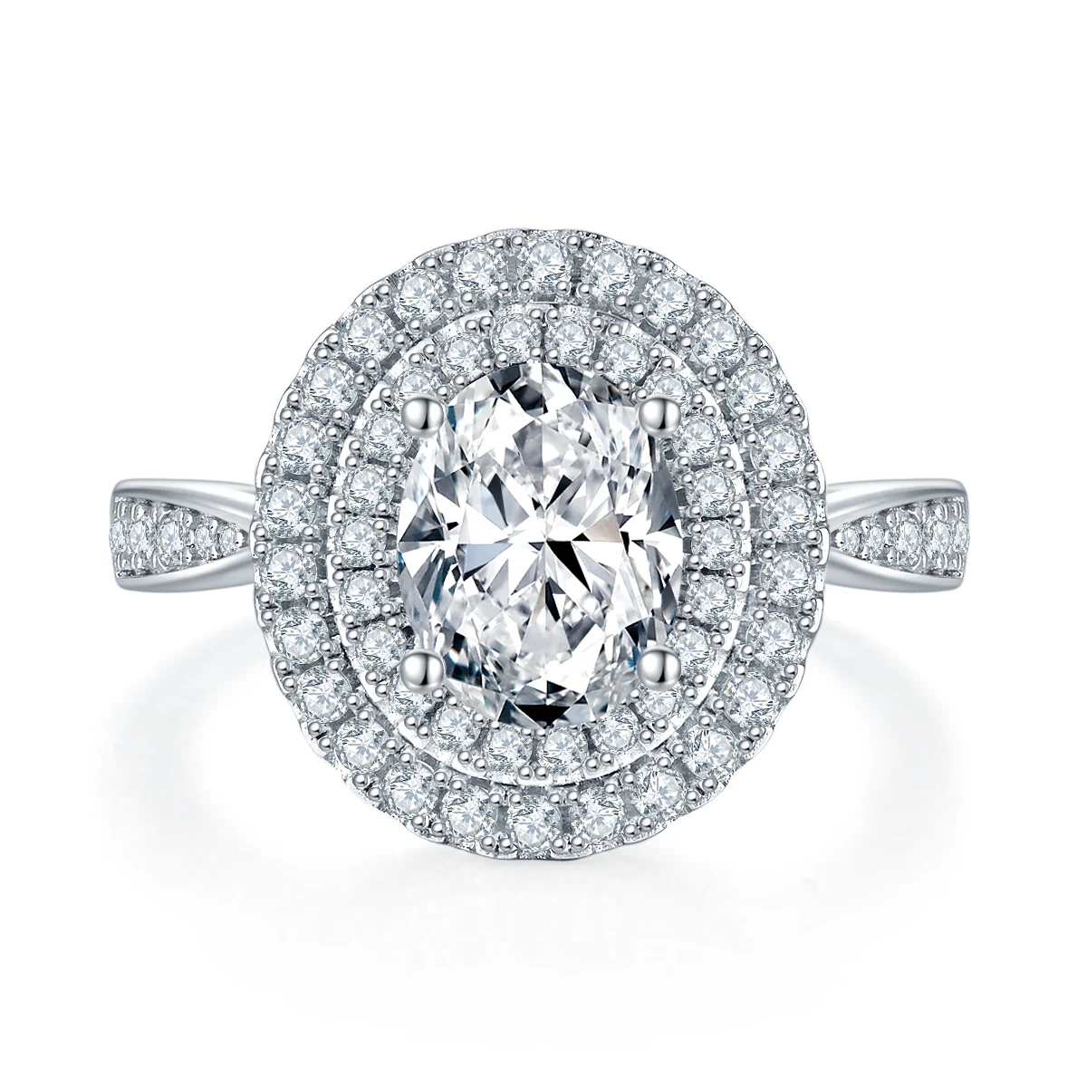 Oval Halo Lab-Grown Diamond Ring — 2 ct — product view 3