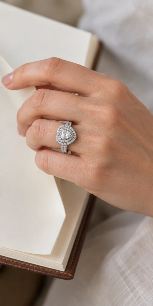 Heart Halo Lab-Grown Diamond Ring — 2 ct editorial styling
