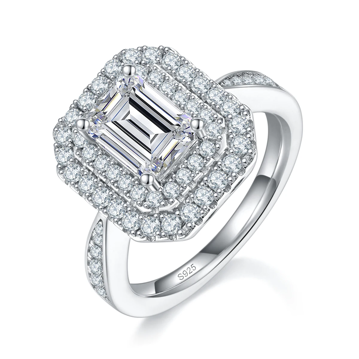 Rectangular Halo Lab-Grown Diamond Ring — 2 ct — product view 1