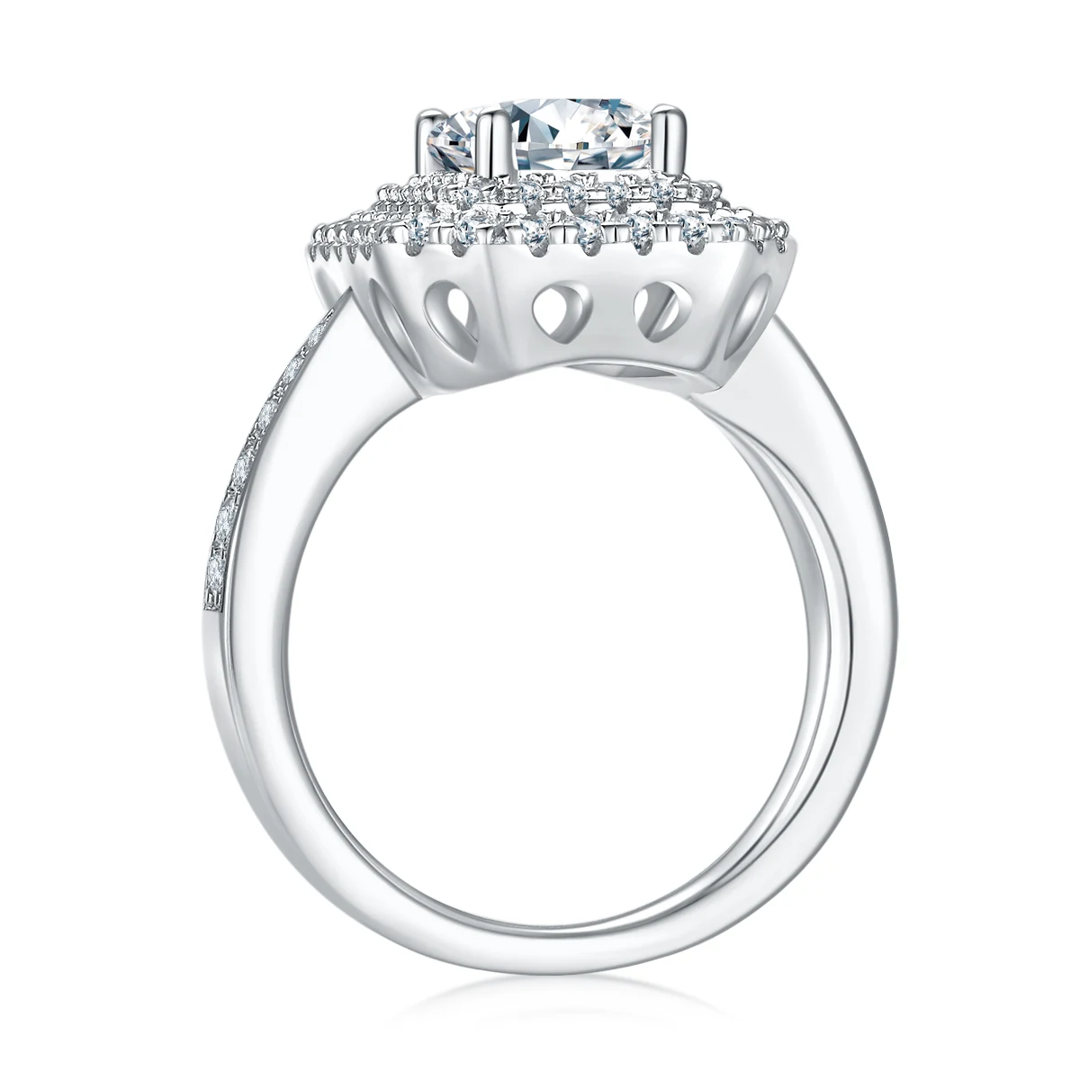 Rectangular Halo Lab-Grown Diamond Ring — 2 ct — product view 2