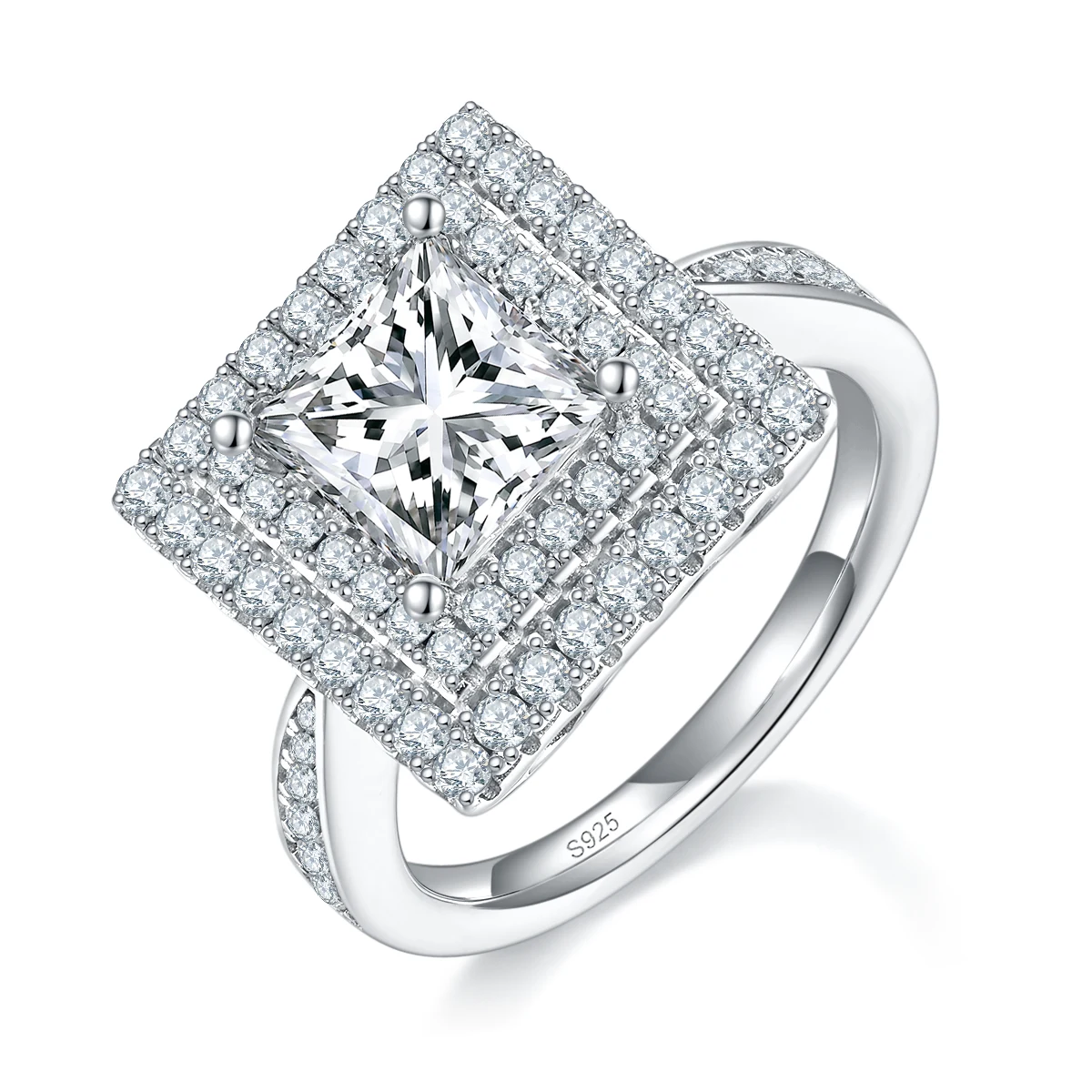 Square Halo Lab-Grown Diamond Ring — 2 ct — product view 1