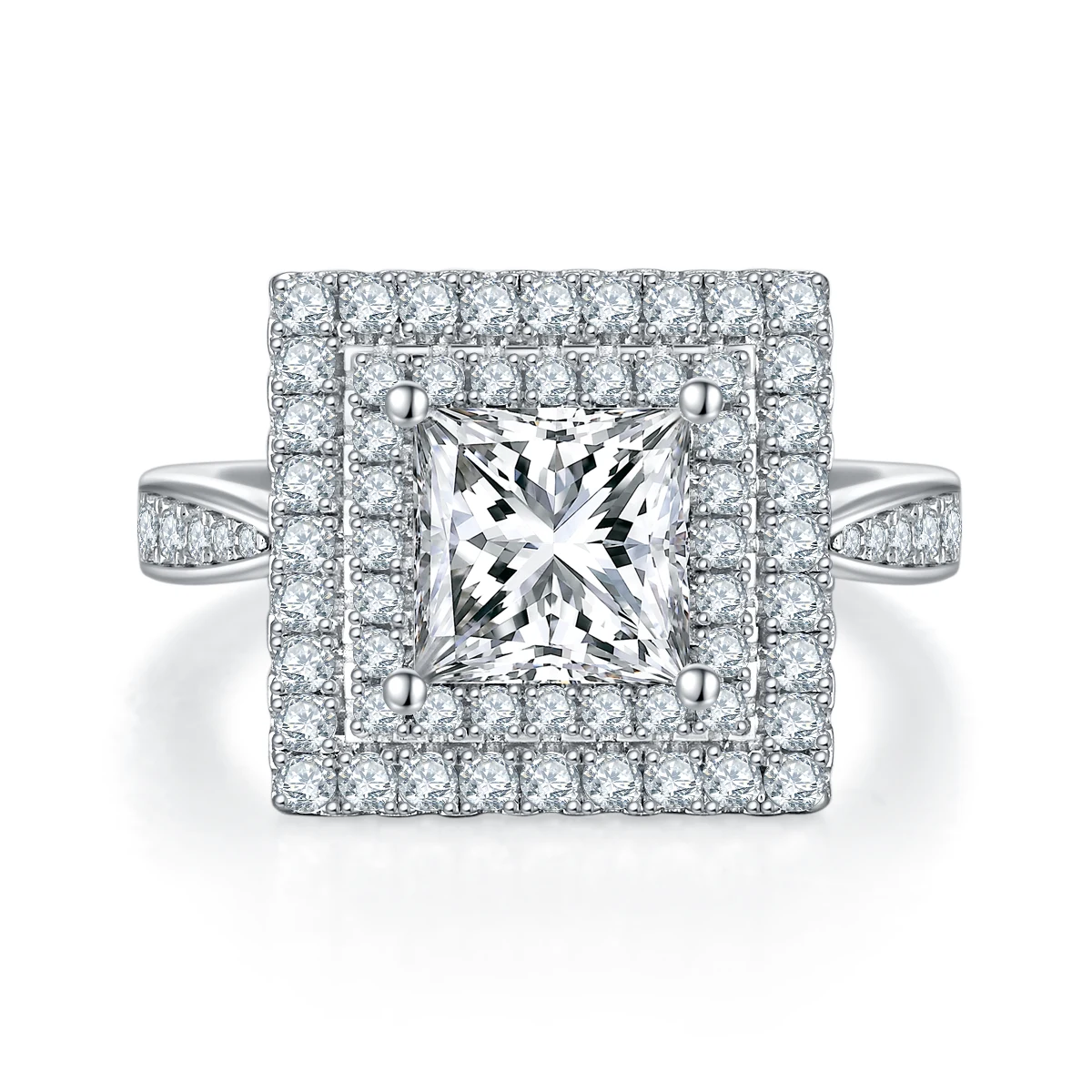 Square Halo Lab-Grown Diamond Ring — 2 ct — product view 2