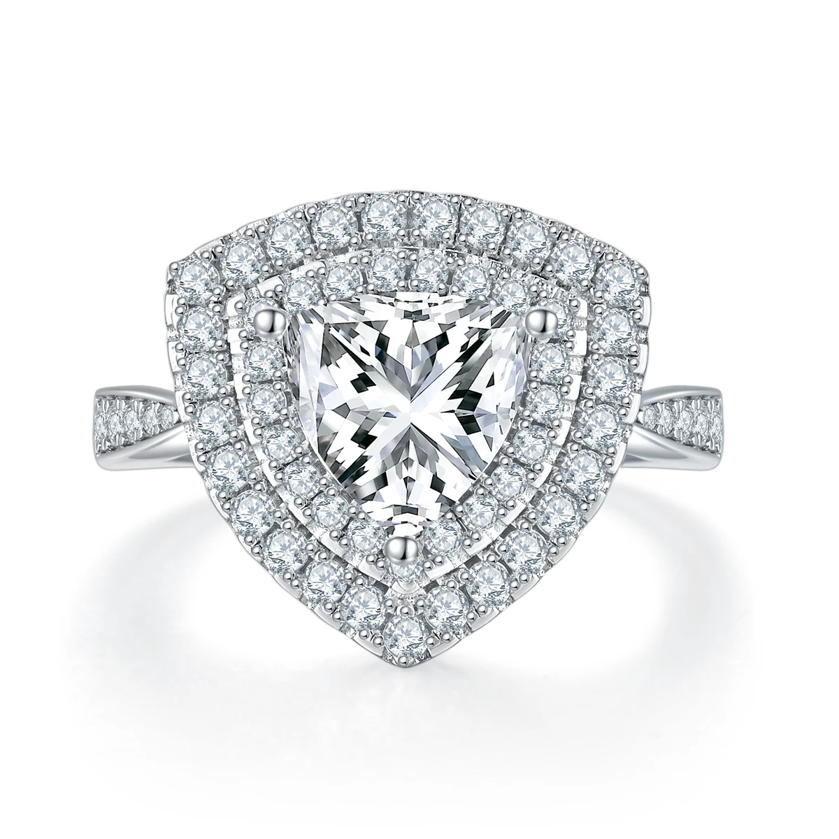 Trillion Halo Lab-Grown Diamond Ring — 2 ct — product view 2