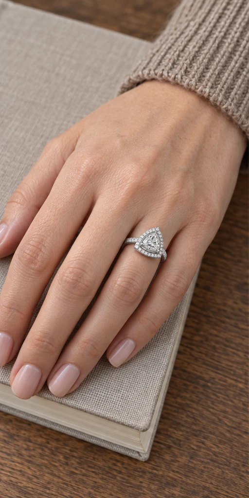 Trillion Halo Lab-Grown Diamond Ring — 2 ct styling