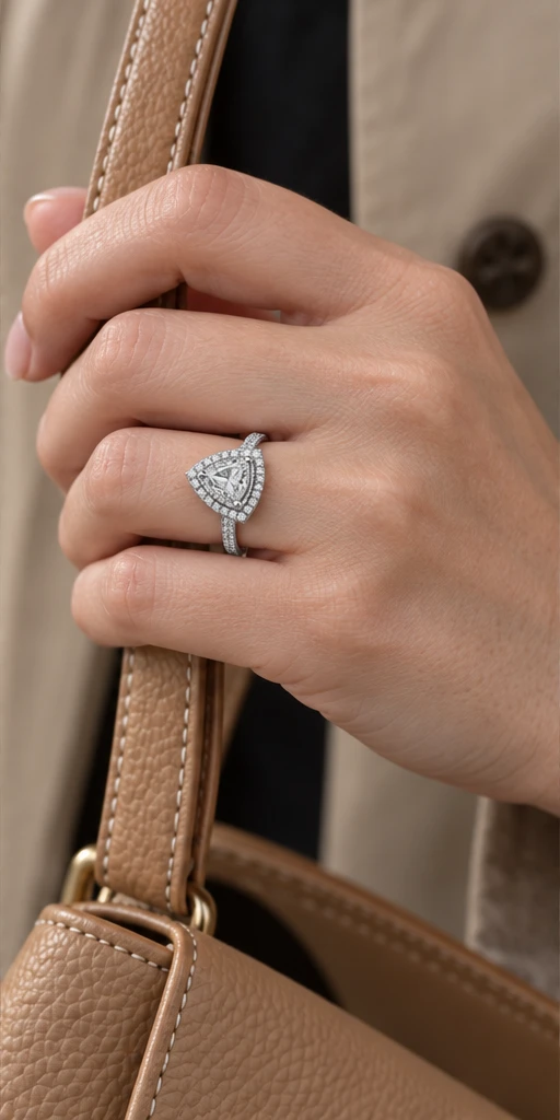 Trillion Halo Lab-Grown Diamond Ring — 2 ct editorial styling