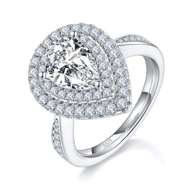 Pear Halo Lab-Grown Diamond Ring — 2 ct