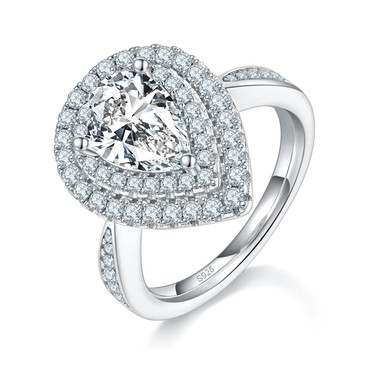 Pear Halo Lab-Grown Diamond Ring — 2 ct — product view 1
