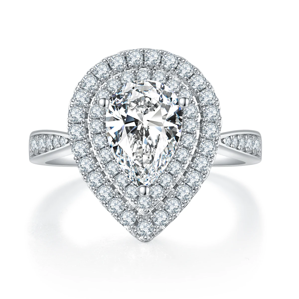 Pear Halo Lab-Grown Diamond Ring — 2 ct — product view 2