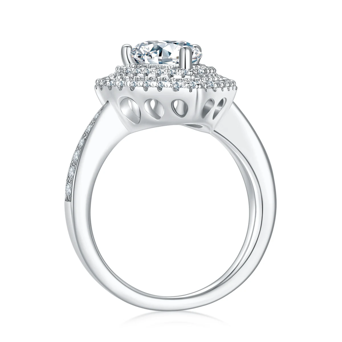 Pear Halo Lab-Grown Diamond Ring — 2 ct — product view 3