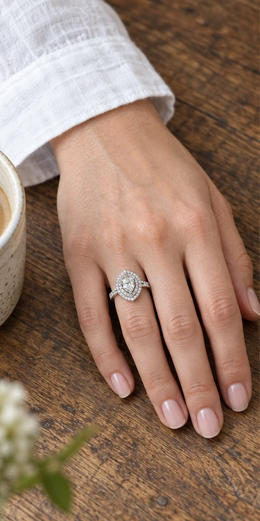 Pear Halo Lab-Grown Diamond Ring — 2 ct styling