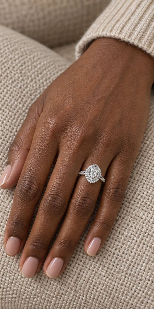 Pear Halo Lab-Grown Diamond Ring — 2 ct editorial styling