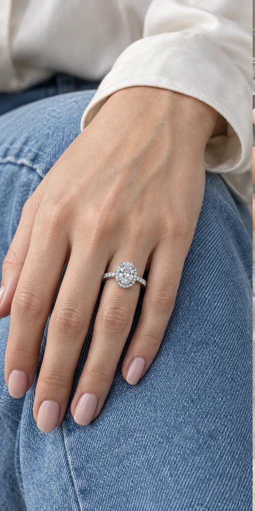 Oval Elevated Lab-Grown Diamond Ring — 2 ct styling