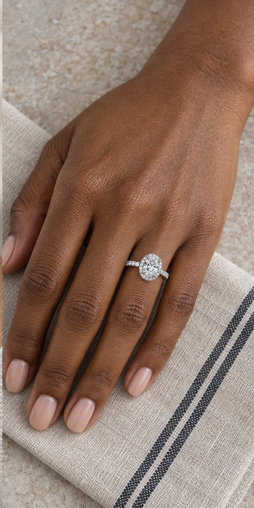 Oval Elevated Lab-Grown Diamond Ring — 2 ct editorial styling