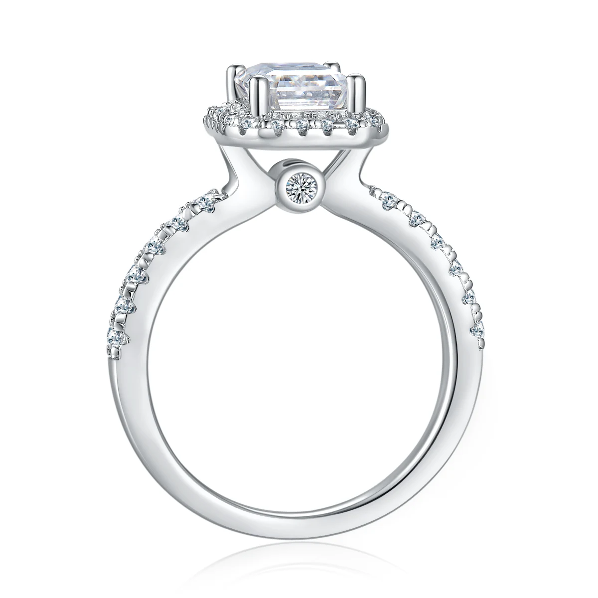 Rectangular Elevated Lab-Grown Diamond Ring — 2 ct — product view 3