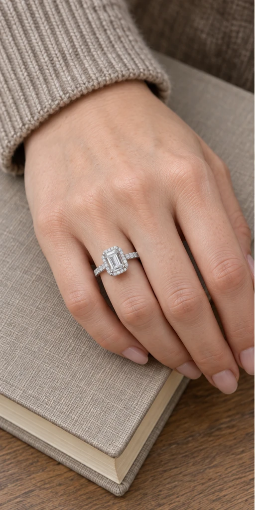 Rectangular Elevated Lab-Grown Diamond Ring — 2 ct styling