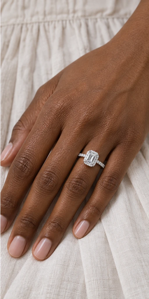Rectangular Elevated Lab-Grown Diamond Ring — 2 ct editorial styling