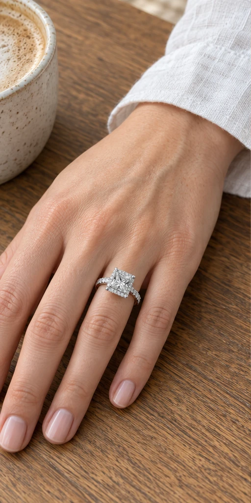 Square Elevated Lab-Grown Diamond Ring — 2 ct styling