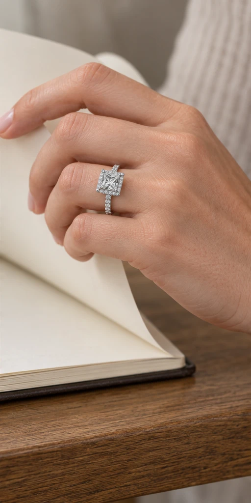 Square Elevated Lab-Grown Diamond Ring — 2 ct editorial styling