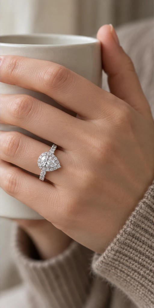Pear Elevated Lab-Grown Diamond Ring — 2 ct editorial styling