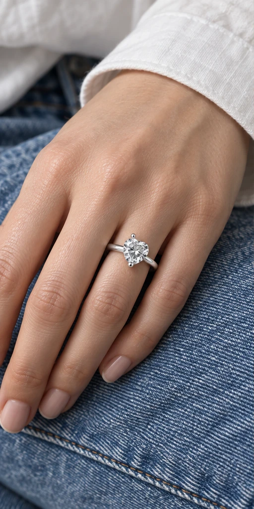 Heart Solitaire Lab-Grown Diamond Ring — 3 ct styling