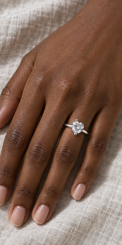 Heart Solitaire Lab-Grown Diamond Ring — 3 ct editorial styling