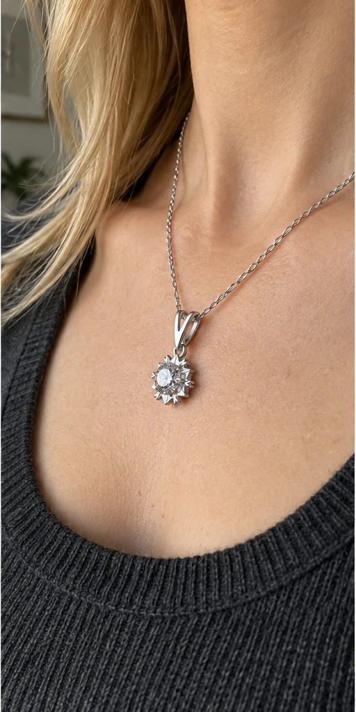 Snowflake Lab-Grown Diamond Necklace editorial styling