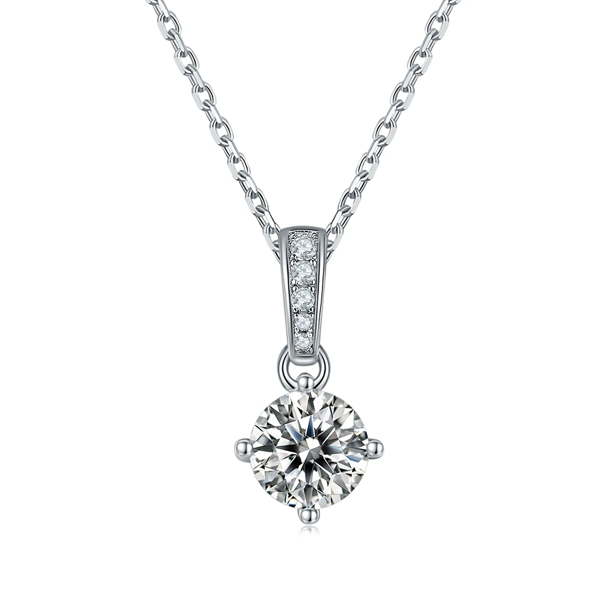 Four-Prong Lab-Grown Diamond Necklace — product view 1