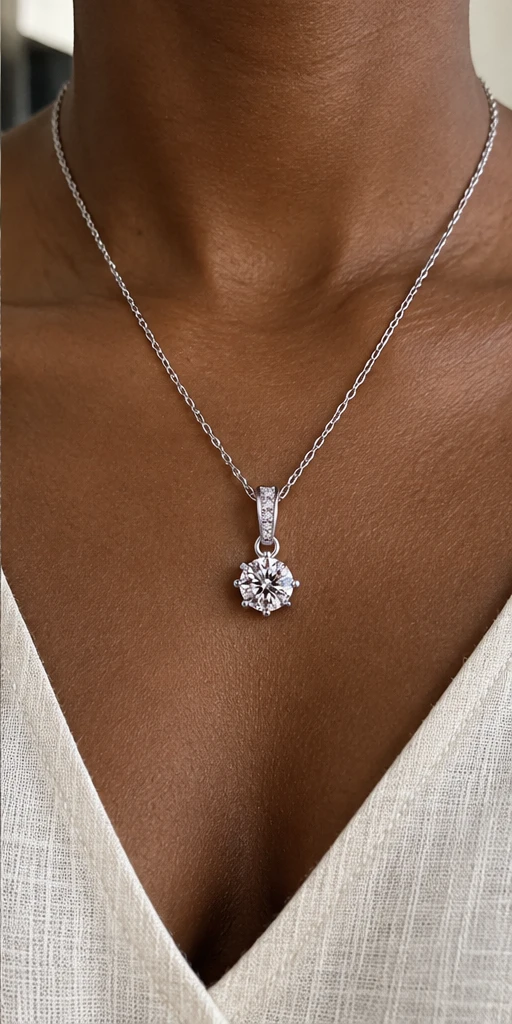 Four-Prong Lab-Grown Diamond Necklace editorial styling