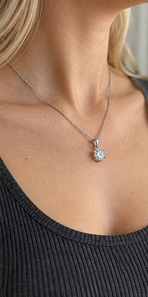 Six-Prong Lab-Grown Diamond Necklace editorial styling