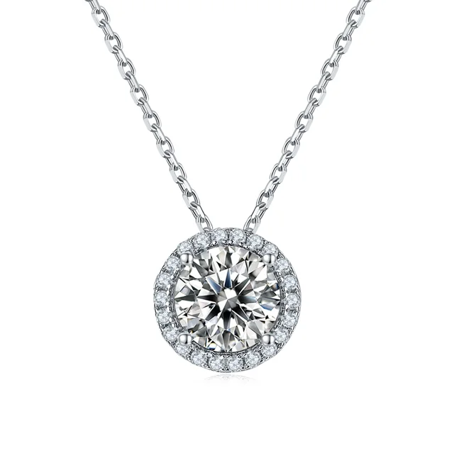 Round Halo Lab-Grown Diamond Necklace