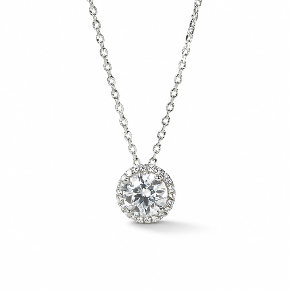 Round Halo Lab-Grown Diamond Necklace — product view 2