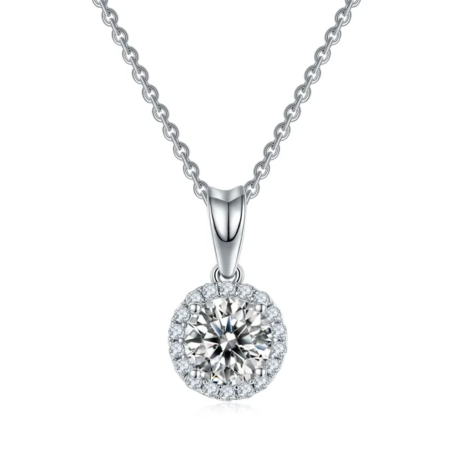 Round Halo Lab-Grown Diamond Necklace