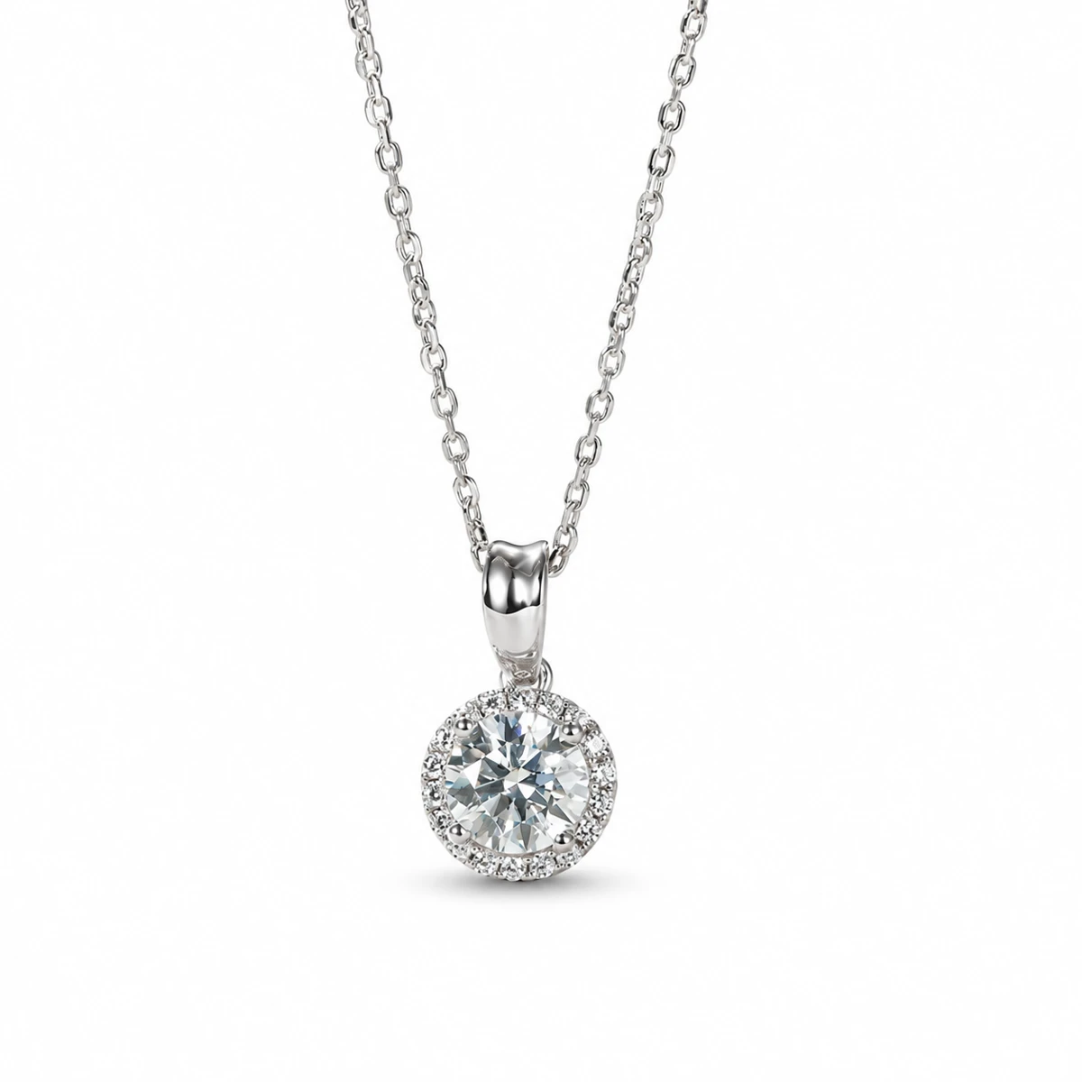 Round Halo Lab-Grown Diamond Necklace — product view 2