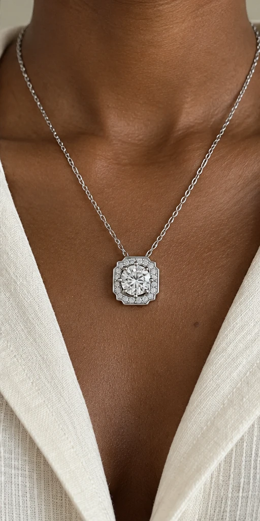 Geometric Lab-Grown Diamond Necklace editorial styling