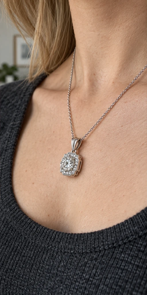 Geometric Lab-Grown Diamond Necklace editorial styling