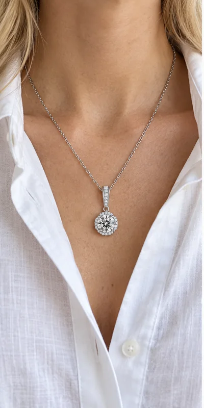 Bloom Lab-Grown Diamond Necklace editorial styling