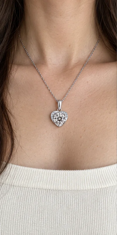 Heart Blossom Lab-Grown Diamond Necklace editorial styling