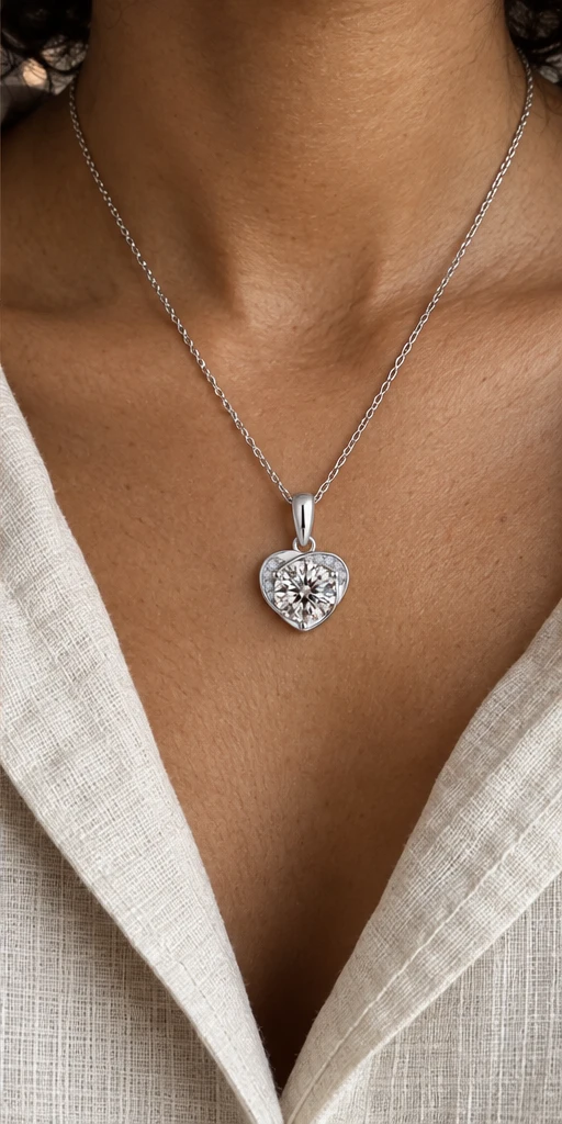 Heart Blossom Lab-Grown Diamond Necklace editorial styling