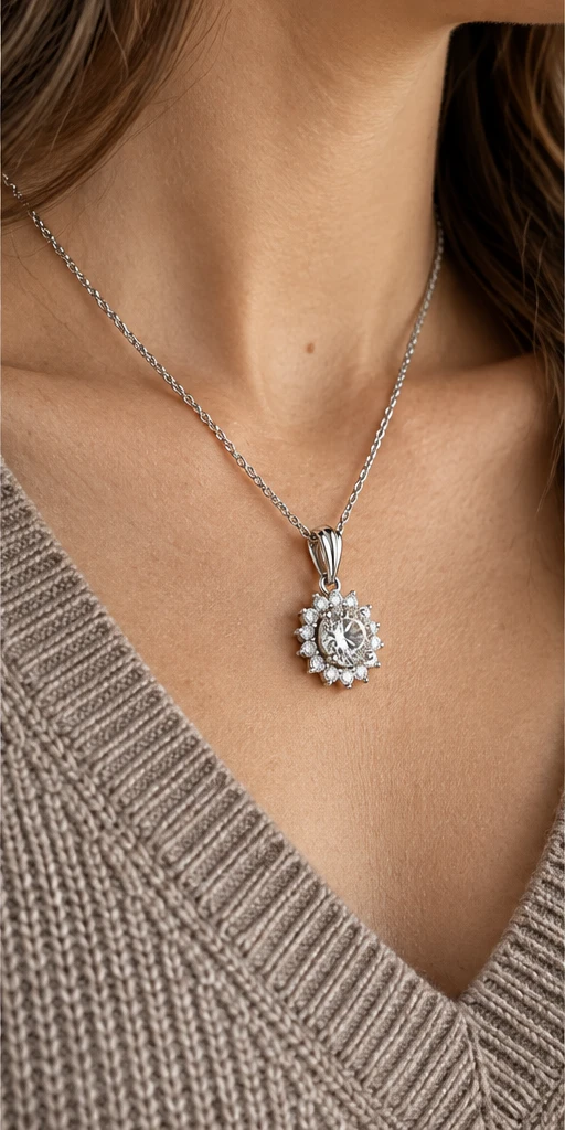 Sunflower Lab-Grown Diamond Necklace editorial styling