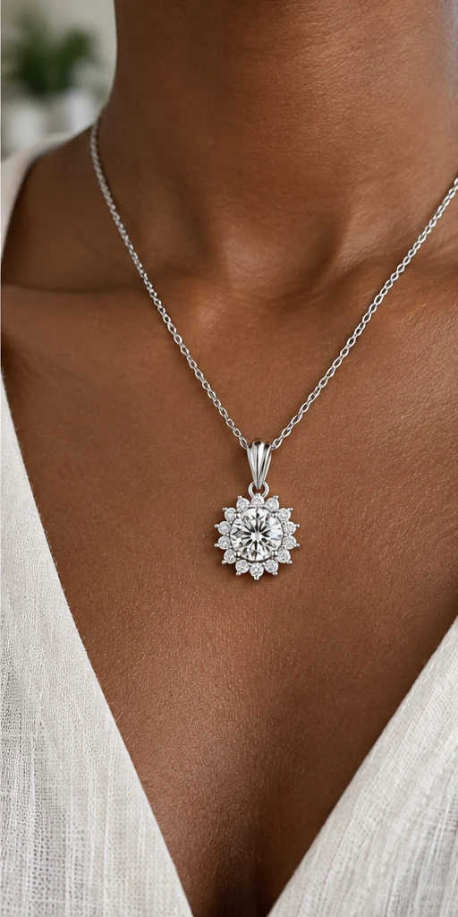 Sunflower Lab-Grown Diamond Necklace editorial styling