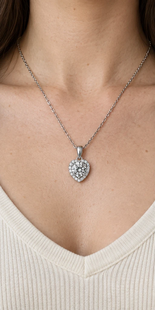One Heart Lab-Grown Diamond Necklace — editorial styling