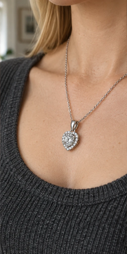 One Heart Lab-Grown Diamond Necklace editorial styling