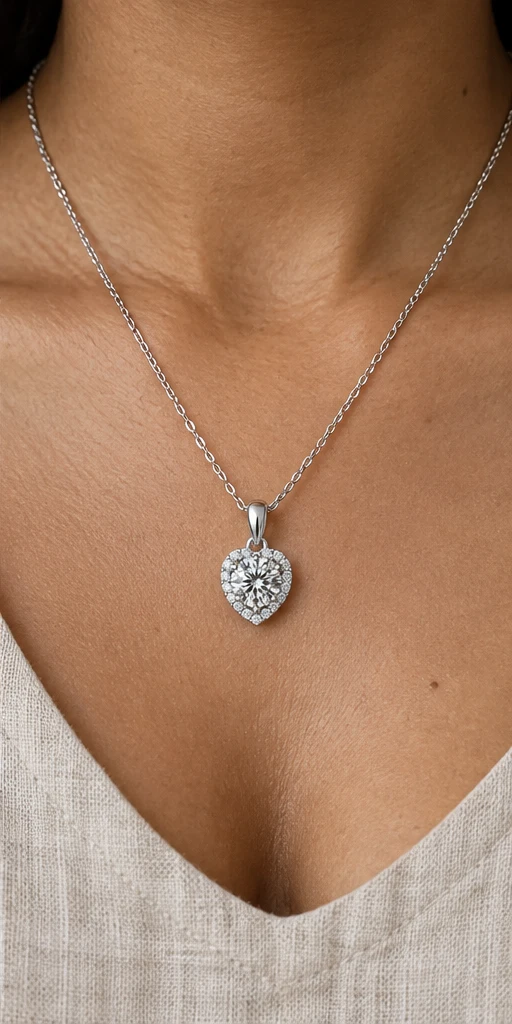 One Heart Lab-Grown Diamond Necklace editorial styling