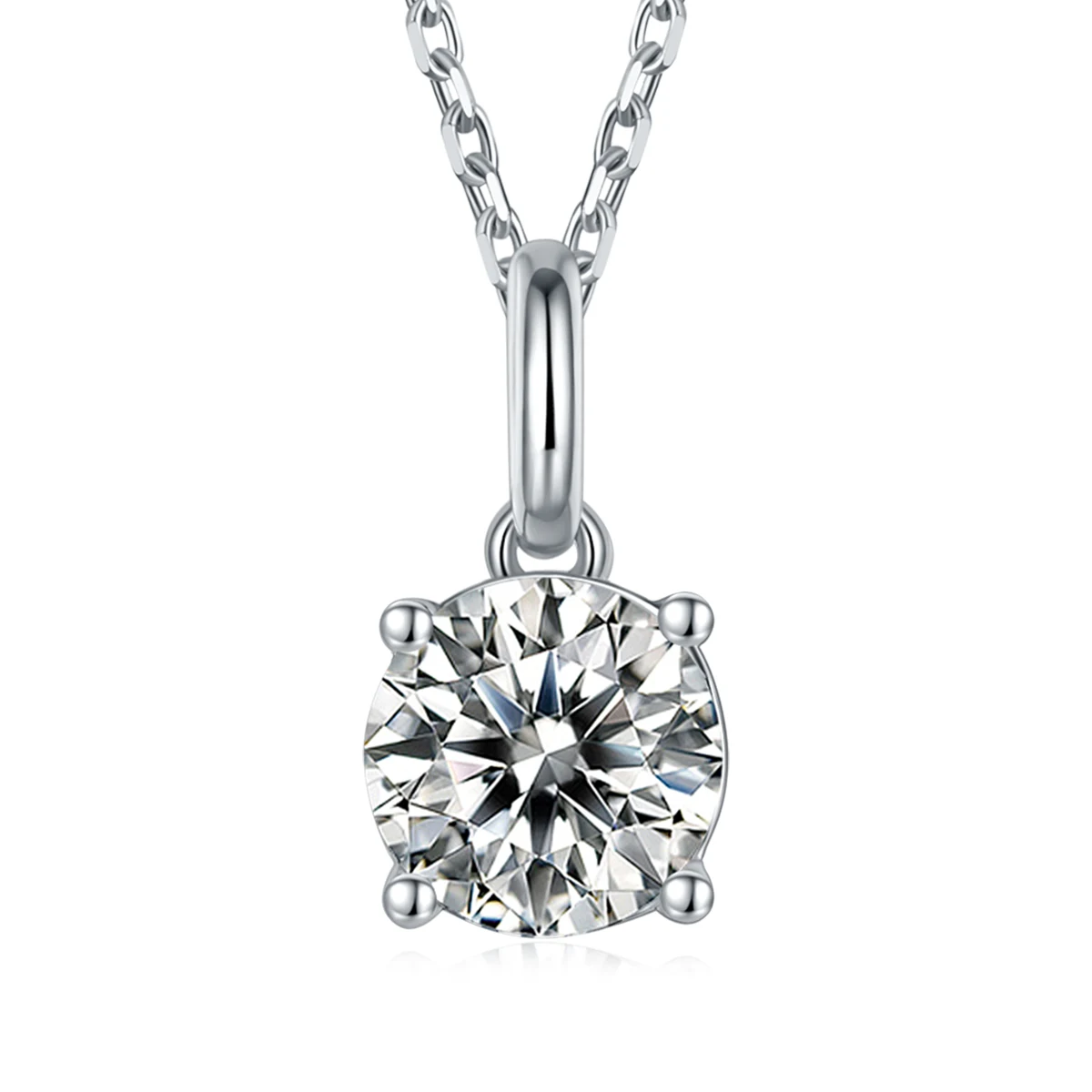 Round Solitaire Lab-Grown Diamond Necklace — product view 1
