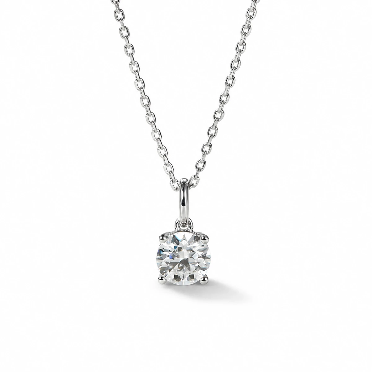 Round Solitaire Lab-Grown Diamond Necklace — product view 2