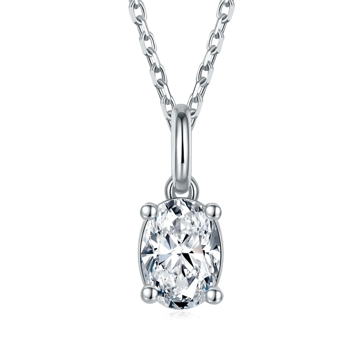 Oval Solitaire Lab-Grown Diamond Necklace — product view 1
