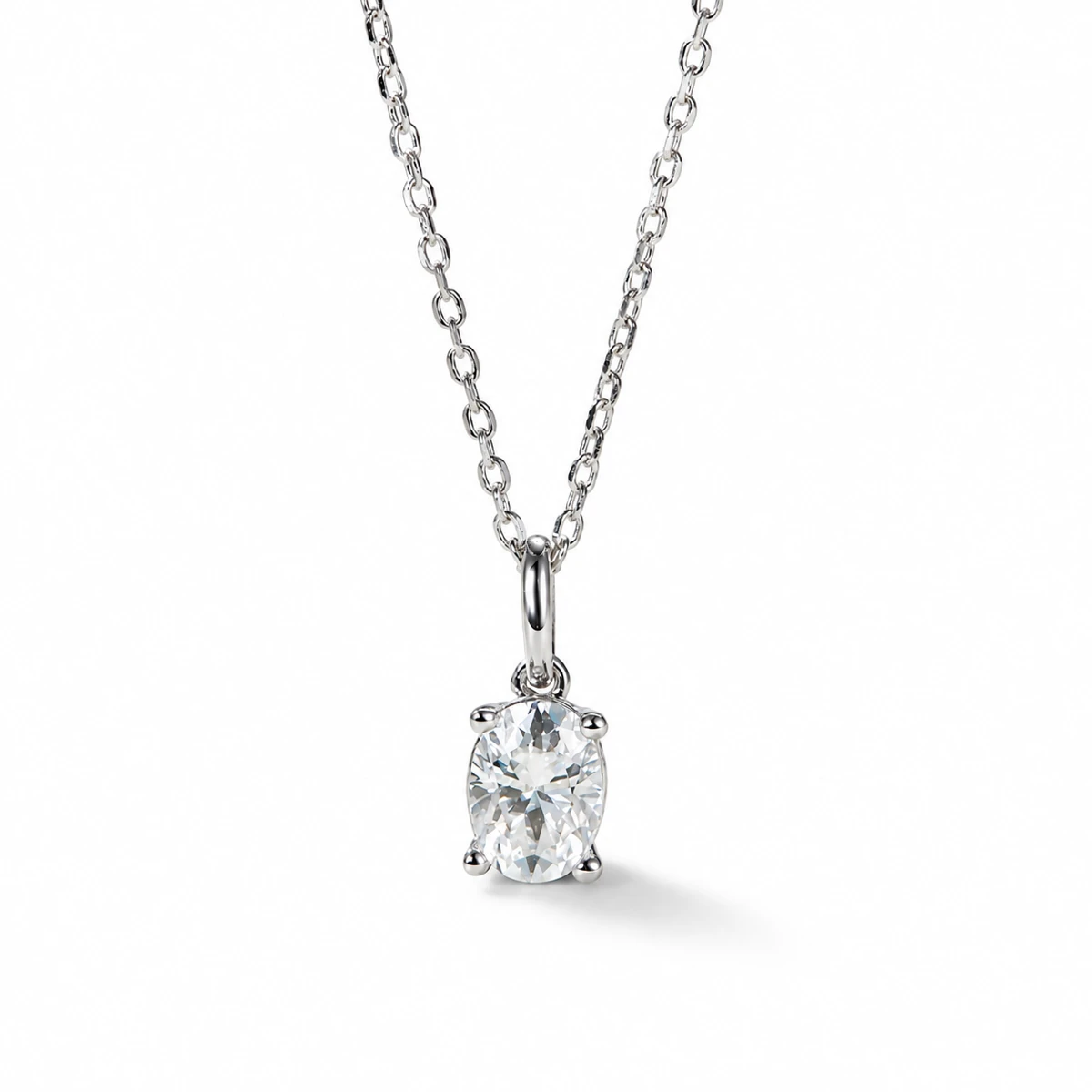Oval Solitaire Lab-Grown Diamond Necklace — product view 2