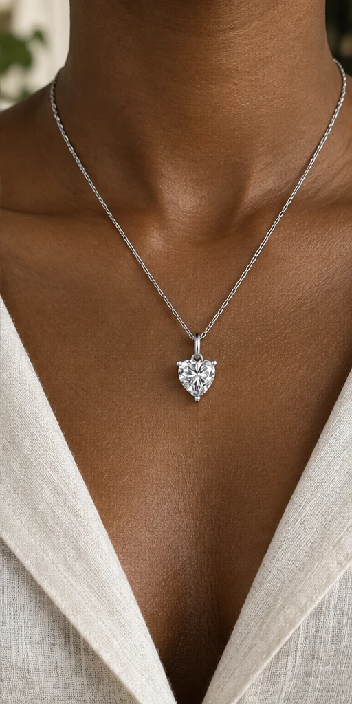 Heart Solitaire Lab-Grown Diamond Necklace editorial styling