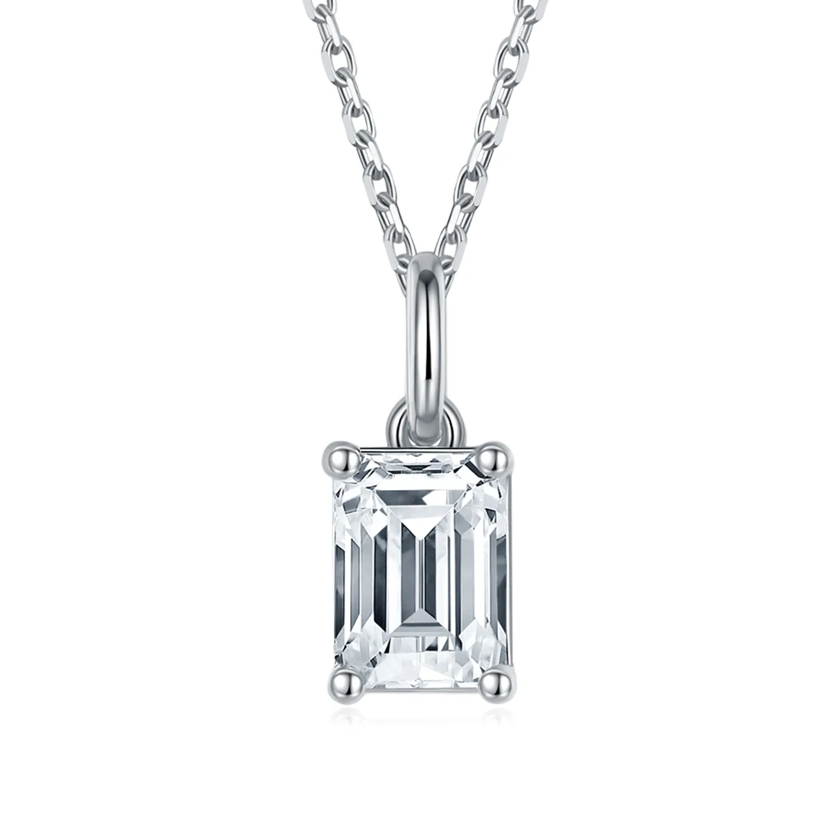 Rectangular Solitaire Lab-Grown Diamond Necklace — product view 1